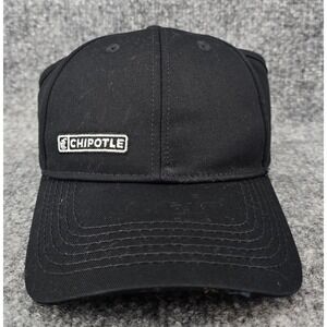 Chipotle Employee Cap Hat Open Back Unisex OS Black Cotton Adjustable Ponytail